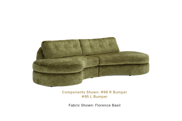The Meredith Sectional by Burton James, upholstered in Florence Basil.